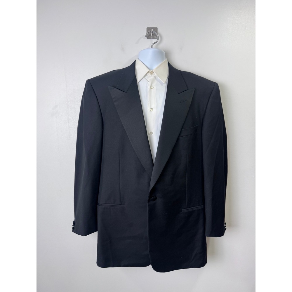 Ermenegildo Zegna Men Black Tuxedo Jacket Peak Lapel Super 100s Wool 46R
